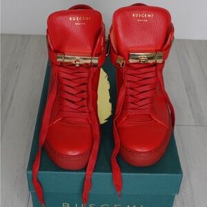 Buscemi Red High-Top Sneakers with Gold Accents MM- Alta